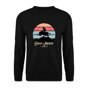 Skibob Schneemobil Vintage Retro Schneefahrzeuge - Unisex Pullover - Schwarz - Vorne - Alina (178cm) & Michal (187cm)