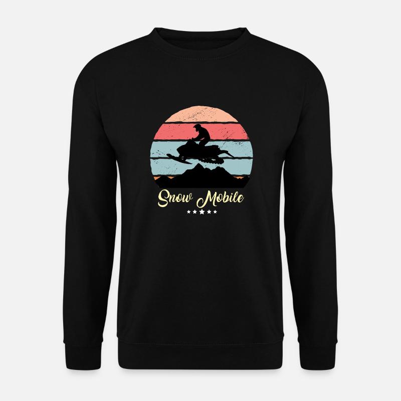 Skibob Schneemobil Vintage Retro Schneefahrzeuge - Unisex Pullover - Schwarz