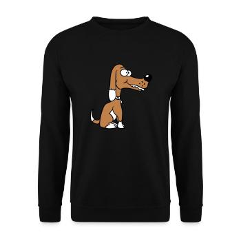 Dog Sitting Funny Happy Puppy Pet Comic - Unisex Sweatshirt - black - Front - Alina (178cm) & Michal (187cm)