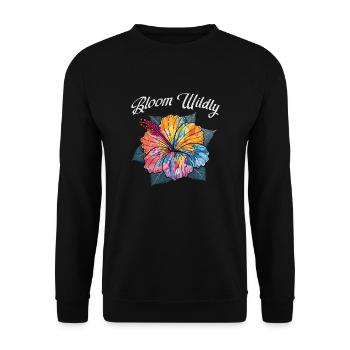 Bloom Wildly – Hibiscus Flower Color Burst - Unisex Sweatshirt - black - Front - Alina (178cm) & Michal (187cm)