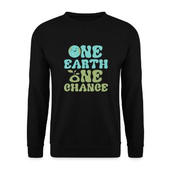 One Earth One Chance Earth Day Environmental Plane - Unisex Sweatshirt - black - Front - Alina (178cm) & Michal (187cm)