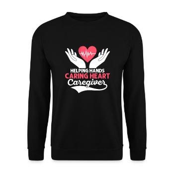 Helping Hands Caring Heart Caregiver Carer Caregiv - Unisex Sweatshirt - black - Front - Alina (178cm) & Michal (187cm)
