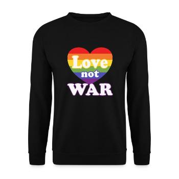 Love Not War – Rainbow Heart LGBTQ+ - Unisex Sweatshirt - black - Front - Alina (178cm) & Michal (187cm)