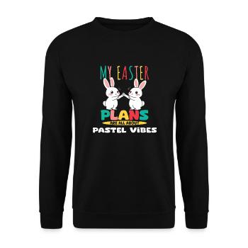Bei meinen Osterplänen dreht sich alles um pastellfarbene Vibes - Unisex Pullover - Schwarz - Vorne - Alina (178cm) & Michal (187cm)
