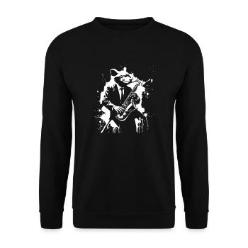 Mouse playing on the saxophone. - Unisex Sweatshirt - black - Front - Alina (178cm) & Michal (187cm)