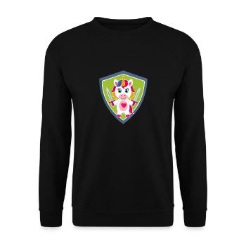 Einhorn Schutzengel - Unisex Pullover - Schwarz - Vorne - Alina (178cm) & Michal (187cm)