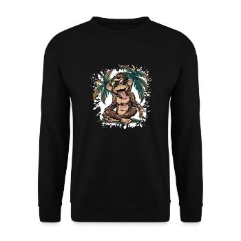 Affe Insel Palme - Unisex Pullover - Schwarz - Vorne - Alina (178cm) & Michal (187cm)