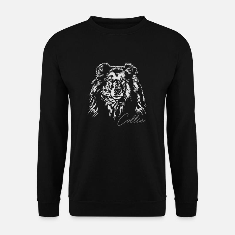 Langhaar COLLIE Hunde Hund Wilsigns Hundeportrait - Unisex Pullover - Schwarz
