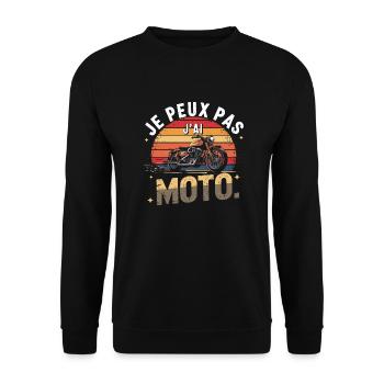 Je peux pas j ai Moto vintage - Sweat-shirt Unisexe - noir - Devant - Alina (178cm) & Michal (187cm)