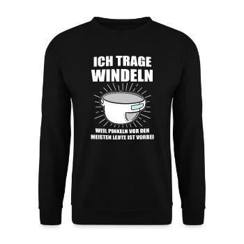 ABDL Windel Adult Baby Geschenk - Unisex Pullover - Schwarz - Vorne - Alina (178cm) & Michal (187cm)