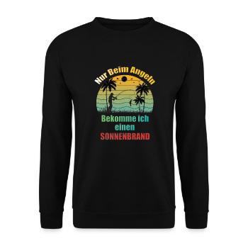 Lustiger Angler Spass Angeln Team Design für Sonne - Unisex Pullover - Schwarz - Vorne - Alina (178cm) & Michal (187cm)