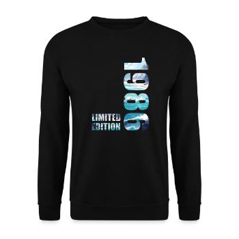 1986 Limited Edition T-Shirt Geburtstags Idee - Unisex Pullover - Schwarz - Vorne - Alina (178cm) & Michal (187cm)