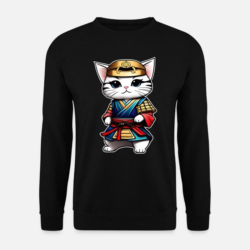 Niedliche Samurai Katze - Unisex Pullover - Schwarz
