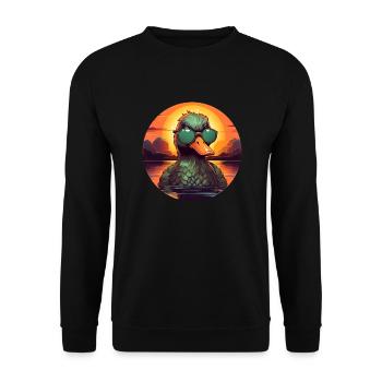 Canard frais en été: lunettes de soleil, baignade, coucher de soleil - Sweat-shirt Unisexe - noir - Devant - Alina (178cm) & Michal (187cm)
