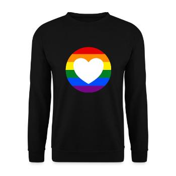 LGBTQ-Regenbogenherz - Unisex Pullover - Schwarz - Vorne - Alina (178cm) & Michal (187cm)