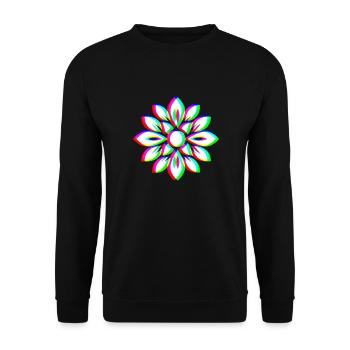 EDM Trikolor - Floral Mandala - Glitch Rave style - Unisex Pullover - Schwarz - Vorne - Alina (178cm) & Michal (187cm)