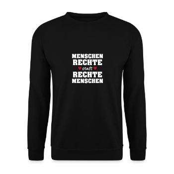 Menschenrechte statt Rechte Menschen! - Unisex Pullover - Schwarz - Vorne - Alina (178cm) & Michal (187cm)