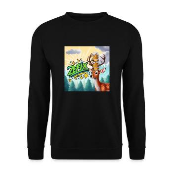 ZEFIX- Da is des Reh - Unisex Sweatshirt - black - Front - Alina (178cm) & Michal (187cm)