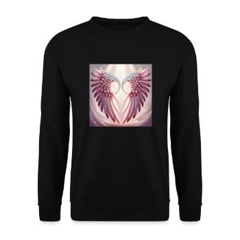 Engelsflügel Pink - Unisex Pullover - Schwarz - Vorne - Alina (178cm) & Michal (187cm)