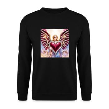 Engel mit Herz - Unisex Pullover - Schwarz - Vorne - Alina (178cm) & Michal (187cm)