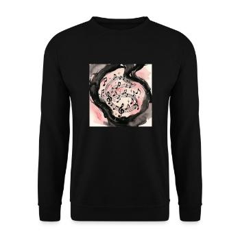 Musik schwarz Licht noten mehrere schwebend himme - Unisex Pullover - Schwarz - Vorne - Alina (178cm) & Michal (187cm)