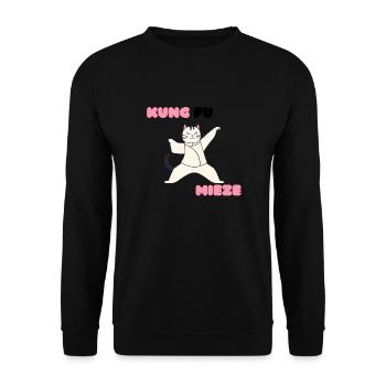 Kung Fu Miezekatze - Unisex Pullover - Schwarz - Vorne - Alina (178cm) & Michal (187cm)