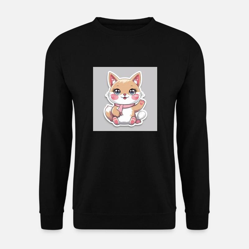 Kawaii Fröhliches Tier Aufkleber - Unisex Pullover - Schwarz