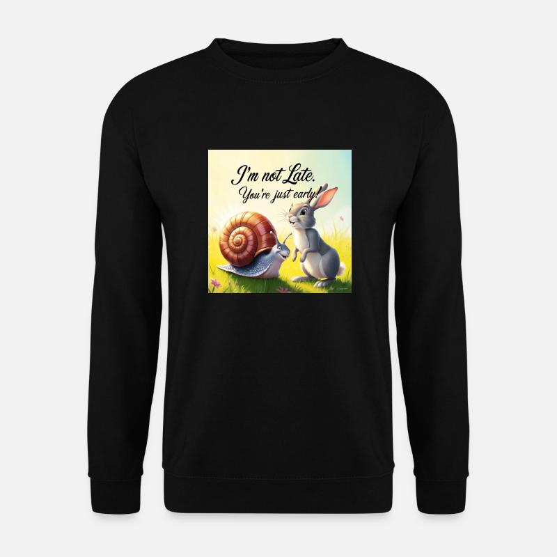 Ein Hase und eine Schnecke "Early and Late" - Unisex Pullover - Schwarz