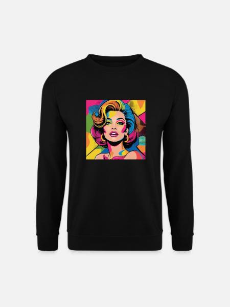Pop-Art-Frauenavatar mit leuchtenden Farben - Unisex Pullover - Schwarz