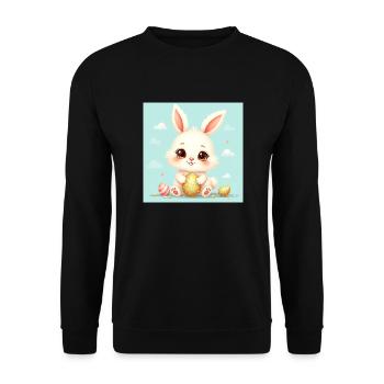 Der süße Osterhase - Unisex Pullover - Schwarz - Vorne - Alina (178cm) & Michal (187cm)