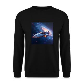 Flux Raumschiff - Unisex Pullover - Schwarz - Vorne - Alina (178cm) & Michal (187cm)