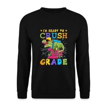 Ich bin bereit, Regenbogenmädchen Jungen der 1. Klasse zu zerquetschen - Unisex Pullover - Schwarz - Vorne - Alina (178cm) & Michal (187cm)