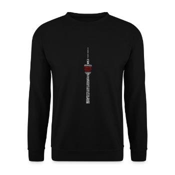 Stuttgart Fernsehturm (weiss und rot) - Unisex Pullover - Schwarz - Vorne - Alina (178cm) & Michal (187cm)