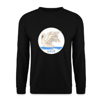 Swan "save swans" Swans Nature Conservation Swan Lake - Unisex Sweatshirt - black - Front - Alina (178cm) & Michal (187cm)