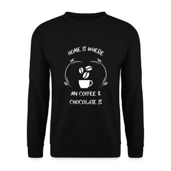 Café, expresso, café et chocolat - Sweat-shirt Unisexe - noir - Devant - Alina (178cm) & Michal (187cm)