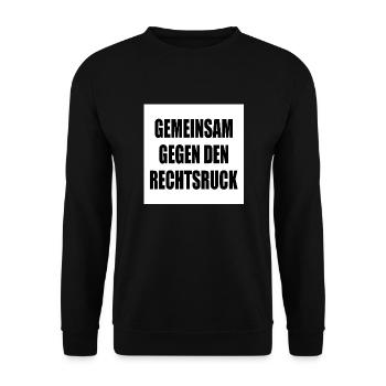gemeinsam gegen rechtsruck - Unisex Pullover - Schwarz - Vorne - Alina (178cm) & Michal (187cm)