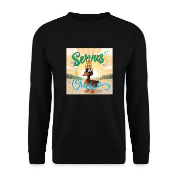 Servus SERVUS GRÜSST Euch die BIERENTE - Unisex Pullover - Schwarz - Vorne - Alina (178cm) & Michal (187cm)