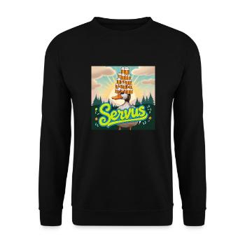 Servus meine Enteeen - Unisex Pullover - Schwarz - Vorne - Alina (178cm) & Michal (187cm)
