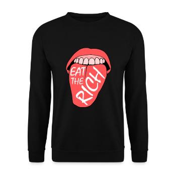 Eat the rich - Unisex Pullover - Schwarz - Vorne - Alina (178cm) & Michal (187cm)