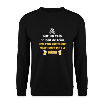 Maillot cycliste bière humour homme cadeau vélo - Sweat-shirt Unisexe - noir - Devant - Alina (178cm) & Michal (187cm)
