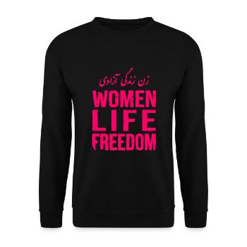 Women life freedom - Sweat-shirt Unisexe - noir - Devant - Alina (178cm) & Michal (187cm)