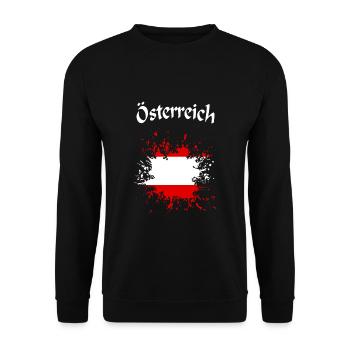 Österreich Kleks Flagge - Unisex Pullover - Schwarz - Vorne - Alina (178cm) & Michal (187cm)