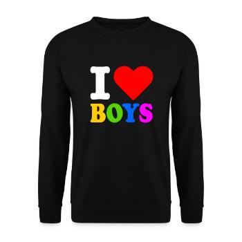 I love boys - Unisex Pullover - Schwarz - Vorne - Alina (178cm) & Michal (187cm)