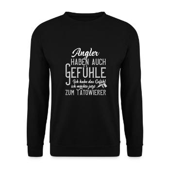 Angler Tattoo - Unisex Pullover - Schwarz - Vorne - Alina (178cm) & Michal (187cm)