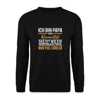 Klarinettist Papa - Unisex Pullover - Schwarz - Vorne - Alina (178cm) & Michal (187cm)