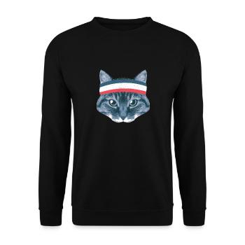 Katzen Katze Kätzchen Cat Mie Sport WM Fußball sp - Unisex Pullover - Schwarz - Vorne - Alina (178cm) & Michal (187cm)