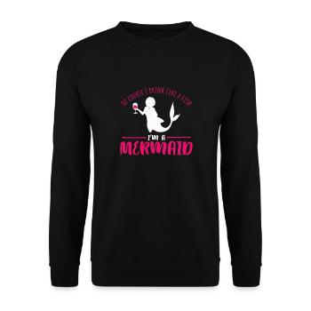 mermaid wine - Unisex Sweatshirt - black - Front - Alina (178cm) & Michal (187cm)