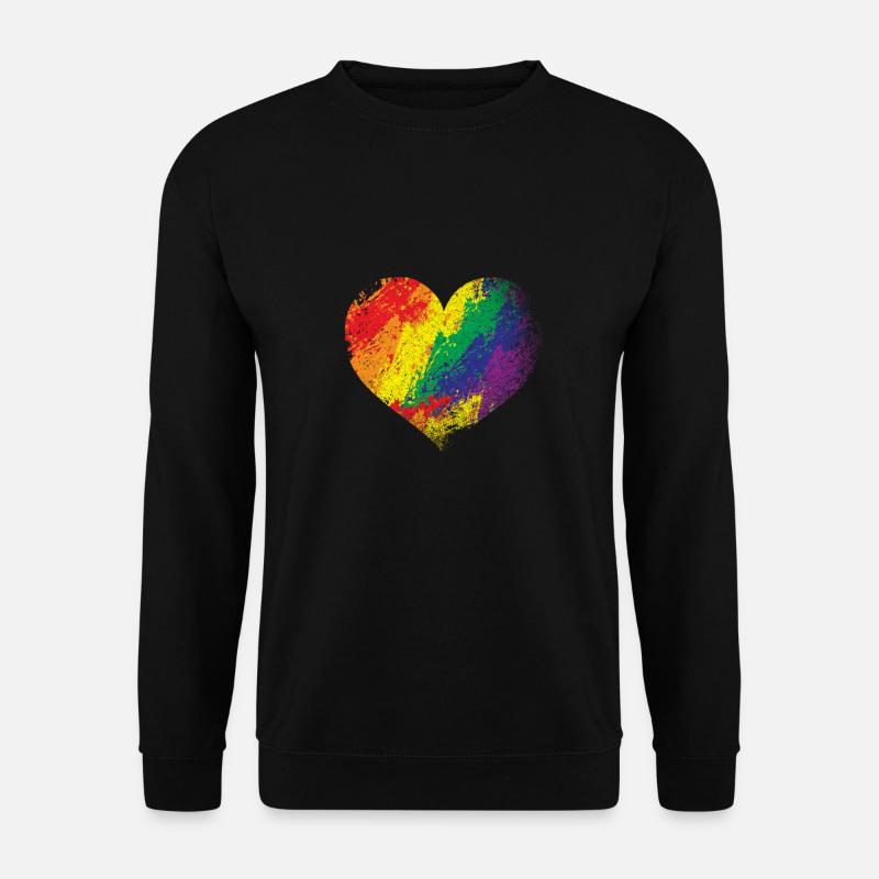 LGBT Herz Regenbogen Gay Pride Vintage Flagge CSD - Unisex Pullover - Schwarz