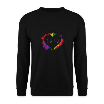 LGBT Heartgeat ECG Funny Heart Rainbow LGBT Pride - Sweat-shirt Unisexe - noir - Devant - Alina (178cm) & Michal (187cm)