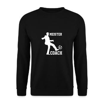 Lustig Papa Geschenk Meister Coach Fußball Trainer - Unisex Pullover - Schwarz - Vorne - Alina (178cm) & Michal (187cm)